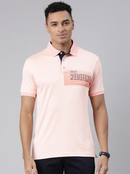 Classic Polo - Classic Mens Polo Neck Cotton Blend T-Shirt Peach