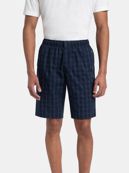 Jockey - 9005 Men Super Combed Checkered Bermuda - Navy Blue