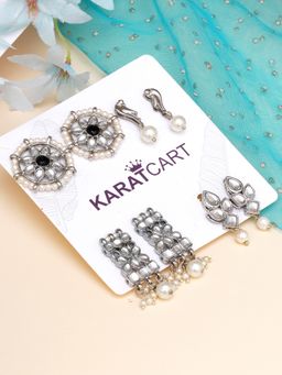 Karatcart - Set of 4 Handcrafted Kundan Earrings Combo for Women