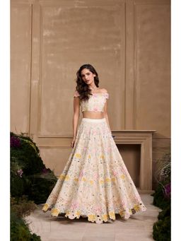 CHANDRIMA - Ivory Pastel Florals Cutwork and Beadwork Lehenga Skirt