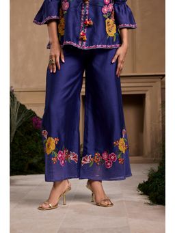 CHANDRIMA - Navy Blue Embroidered Wide Pant