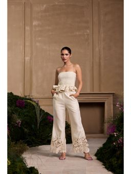 CHANDRIMA - Ivory Smocked Ruffled Top