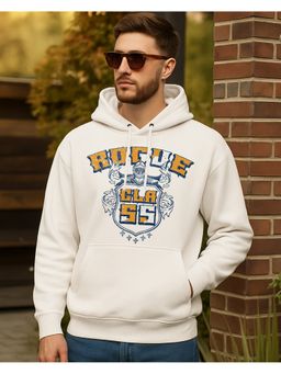 Bewakoof - Men Gardenia Rogue Class Graphic Printed Oversized Beige Hoodie