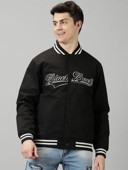 BLACK BUCK - Men Black Varsity Jacket