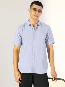 SHOWOFF - Men Regular Fit Short Sleeve Blue Shirt