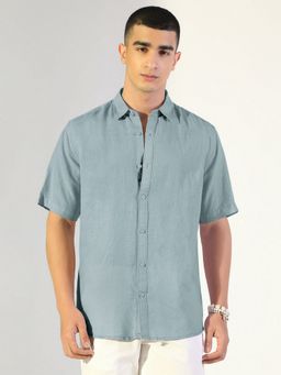 SHOWOFF - Men Regular Fit Short Sleeve Blue Shirt
