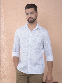 CRIMSOUNE CLUB - Men Blue Floral Print Slim Fit Shirt