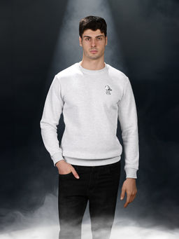 Louis Stitch - Men Astronaut Graphic Printed Regular Fit Pullover Grey Sweatshirt