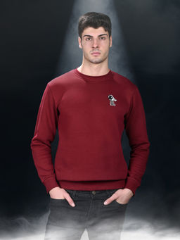 Louis Stitch - Men Astronaut Graphic Printed Regular Fit Pullover Red Sweatshirt