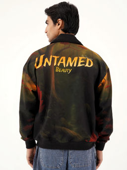 CLAZZEY - Black Morass Deep Jungle Fur-Lined Graphic Printed Jacket