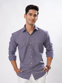 ROYALTAIL - Men Checks Purple Casual Shirt