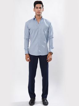 ROYALTAIL - Men Slim Checks Blue Casual Shirt