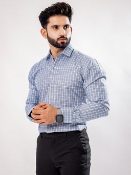 ROYALTAIL - Men Fit Checks Blue Casual Shirt