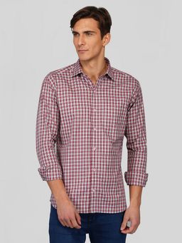 ROYALTAIL - Men Fit Checks Maroon Casual Shirt
