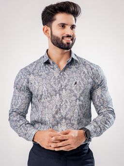 ROYALTAIL - Men Printed Full Sleeve Blue Casual Shirt
