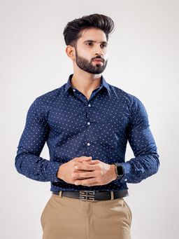 ROYALTAIL - Men Printed Full Sleeve Blue Casual Shirt