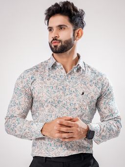 ROYALTAIL - Men Printed Full Sleeve Grey Casual Shirt