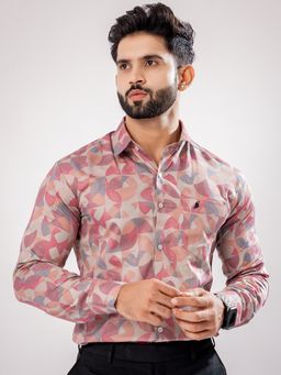 ROYALTAIL - Men Printed Full Sleeve Maroon Casual Shirt