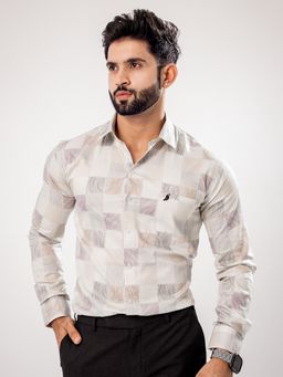 ROYALTAIL - Men Slim Fit Opaque Printed White Casual Shirt