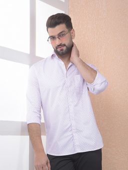 CRIMSOUNE CLUB - Men Pink Printed Pure Cotton Slim Fit Shirt