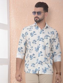 CRIMSOUNE CLUB - Men Green Floral Print Slim Fit Shirt