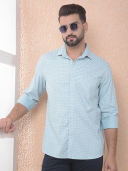 CRIMSOUNE CLUB - Men Green Printed Slim Fit Shirt