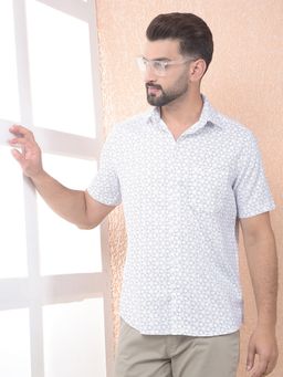 CRIMSOUNE CLUB - Men White Printed Slim Fit Shirt