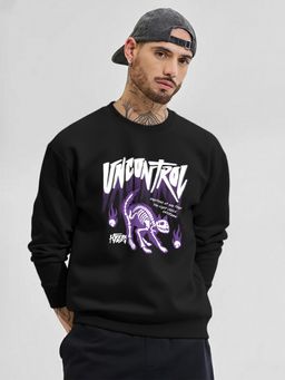 LEOTUDE - Full Sleeve Printed Men Black Sweatshirt