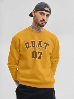 LEOTUDE - Full Sleeve Typography Men Mustard Sweatshirt