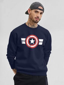 LEOTUDE - Full Sleeve Printed Men Navy Blue Sweatshirt