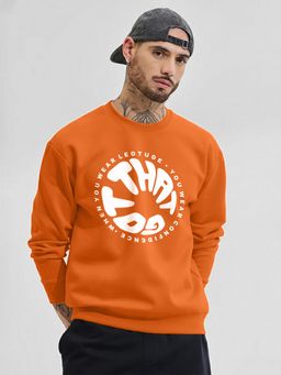 LEOTUDE - Full Sleeve Printed Men Orange Sweatshirt