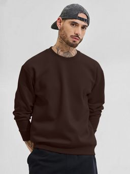 LEOTUDE - Full Sleeve Solid Men Brown Sweatshirt