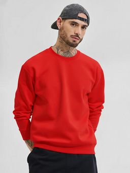 LEOTUDE - Full Sleeve Solid Men Red Sweatshirt