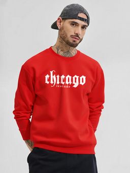 LEOTUDE - Full Sleeve Printed Men Red Sweatshirt