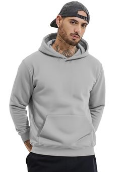 LEOTUDE - Full Sleeve Solid Men Grey Hoodie