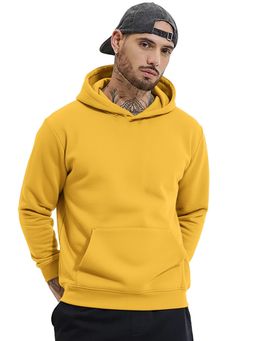 LEOTUDE - Full Sleeve Solid Men Mustard Hoodie