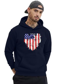 LEOTUDE - Full Sleeve Printed Men Navy Blue Hoodie