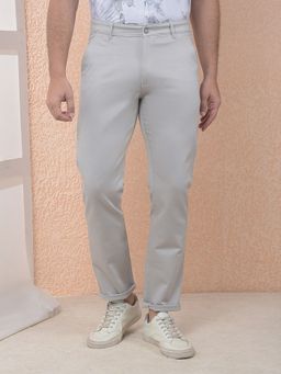 CRIMSOUNE CLUB - Men Textured Cotton Grey Trouser