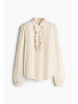H&M - Women White Ruffled Crepe Blouse