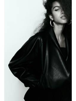 H&M - Women Black Coated Shawl-Collared Jacket