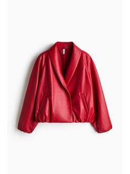 H&M - Women Red Coated Shawl-Collared Jacket
