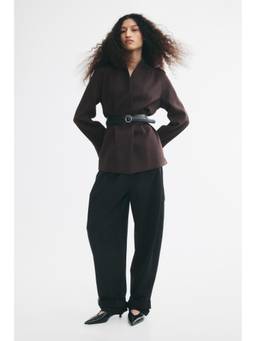 H&M - Women Brown Belted Lapel Less Blazer