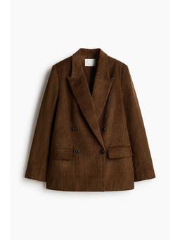 H&M - Women Green Double-Breasted Corduroy Blazer