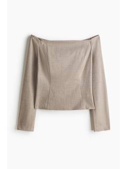 H&M - Women Grey Off-The-Shoulder Top