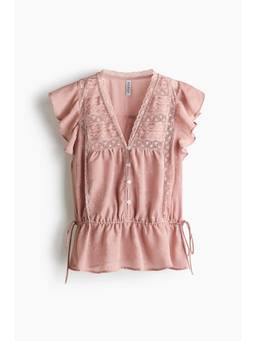 H&M - Women Pink Lace-Detail Blouse