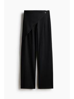 H&M - Women Black Loose-Fit Wrap-Detail Trousers