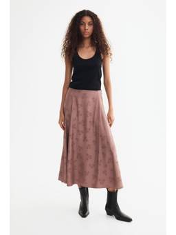H&M - Women Beige Jacquard-Weave A-Line Skirt