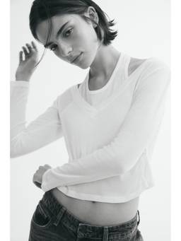 H&M - Women White Layered Cotton Top