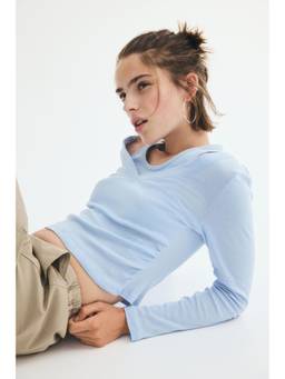H&M - Women Blue Layered Cotton Top