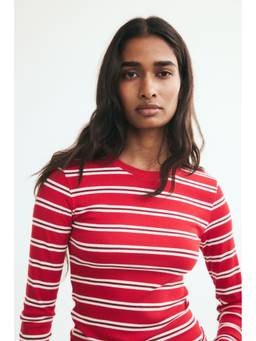 H&M - Women Red Long-Sleeved Button-Detail Top